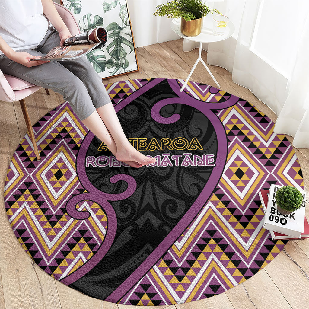 Aotearoa Atua Rongomatane Round Carpet God Of Cultivated Foods Koru Patterns