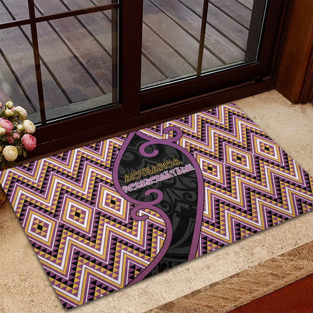 Aotearoa Atua Rongomatane Rubber Doormat God Of Cultivated Foods Koru Patterns
