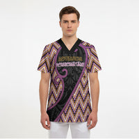 Custom Aotearoa Atua Rongomatane Scrub Top God Of Cultivated Foods Koru Patterns