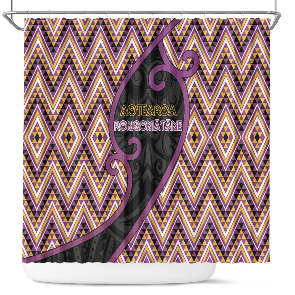 Aotearoa Atua Rongomatane Shower Curtain God Of Cultivated Foods Koru Patterns