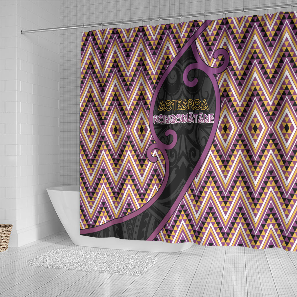 Aotearoa Atua Rongomatane Shower Curtain God Of Cultivated Foods Koru Patterns