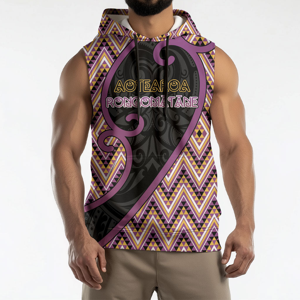 Custom Aotearoa Atua Rongomatane Sleeveless Hoodie God Of Cultivated Foods Koru Patterns