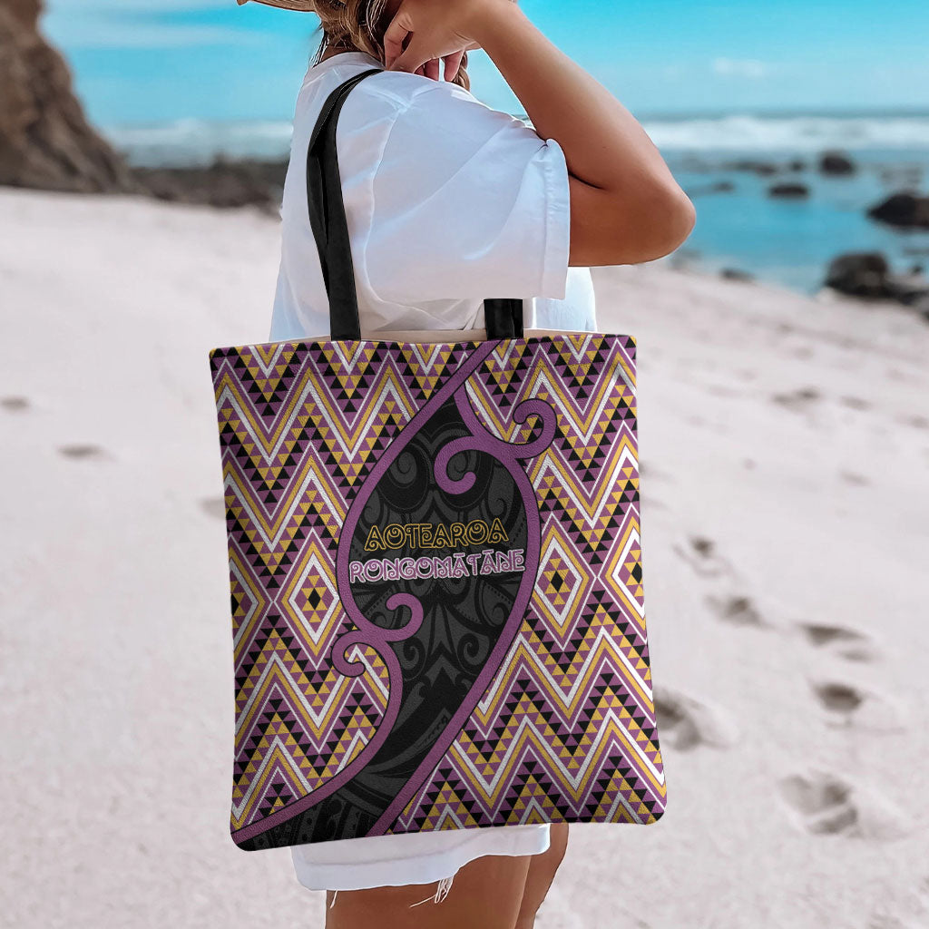 Aotearoa Atua Rongomatane Tote Bag God Of Cultivated Foods Koru Patterns