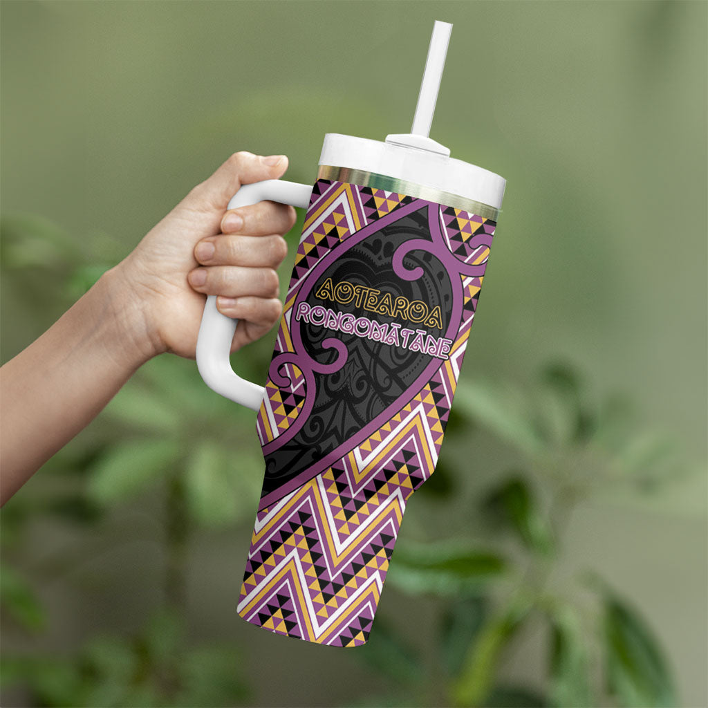 Custom Aotearoa Atua Rongomatane Tumbler With Handle God Of Cultivated Foods Koru Patterns