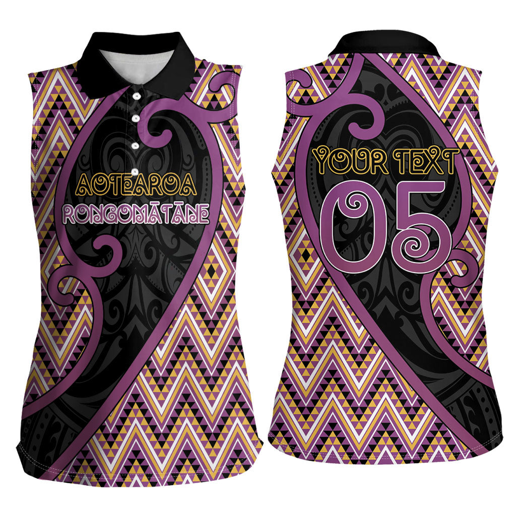 Custom Aotearoa Atua Rongomatane Women Sleeveless Polo Shirt God Of Cultivated Foods Koru Patterns
