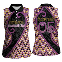 Custom Aotearoa Atua Rongomatane Women Sleeveless Polo Shirt God Of Cultivated Foods Koru Patterns