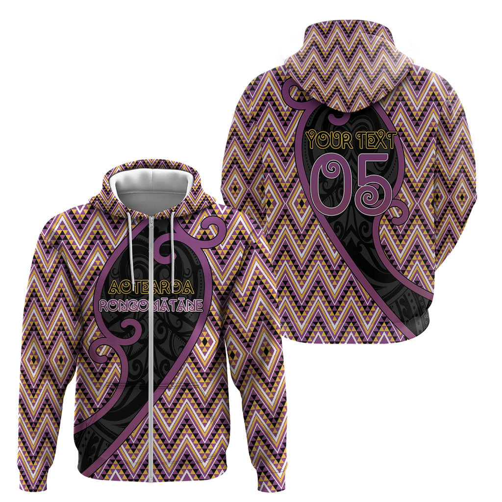Custom Aotearoa Atua Rongomatane Zip Hoodie God Of Cultivated Foods Koru Patterns