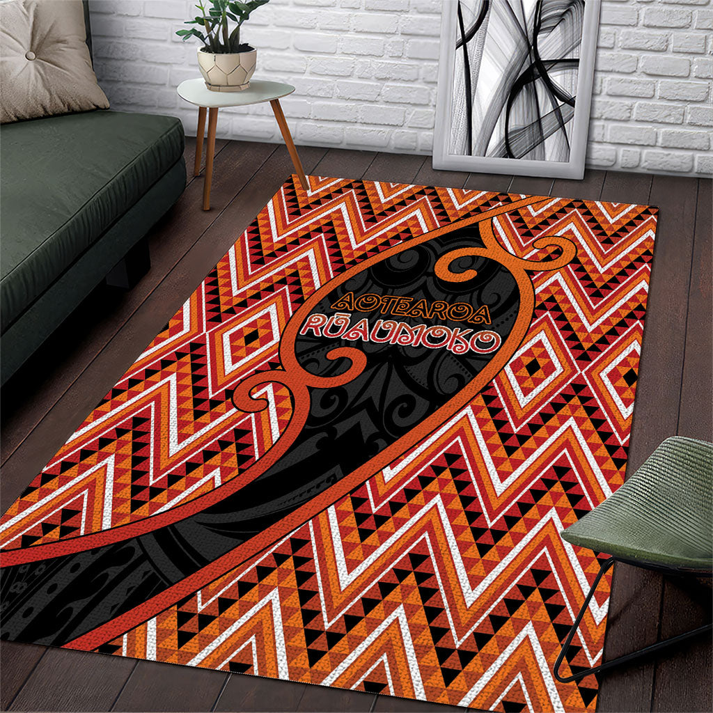 Aotearoa Atua Ruaumoko Area Rug God Of Volcanoes Koru Patterns