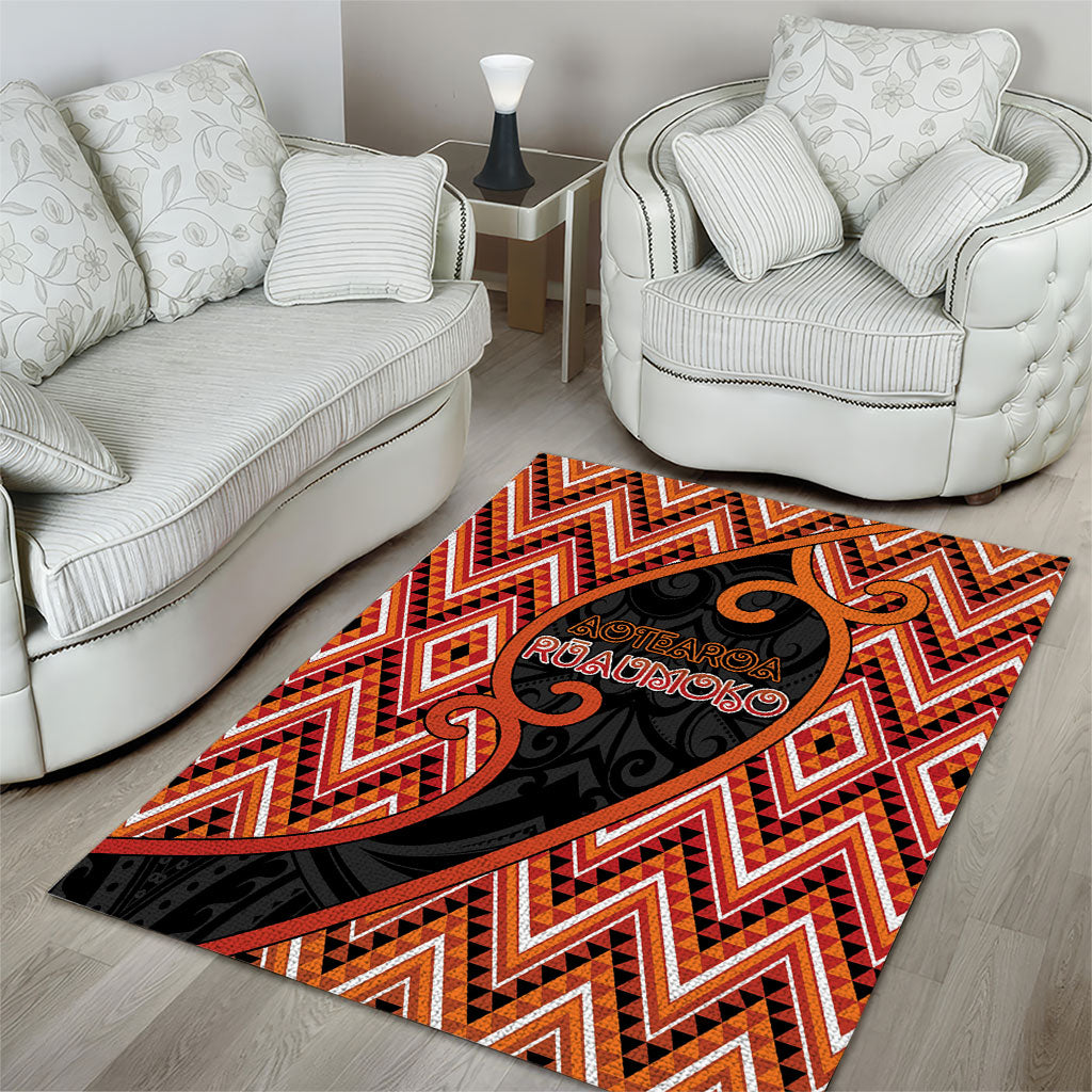 Aotearoa Atua Ruaumoko Area Rug God Of Volcanoes Koru Patterns