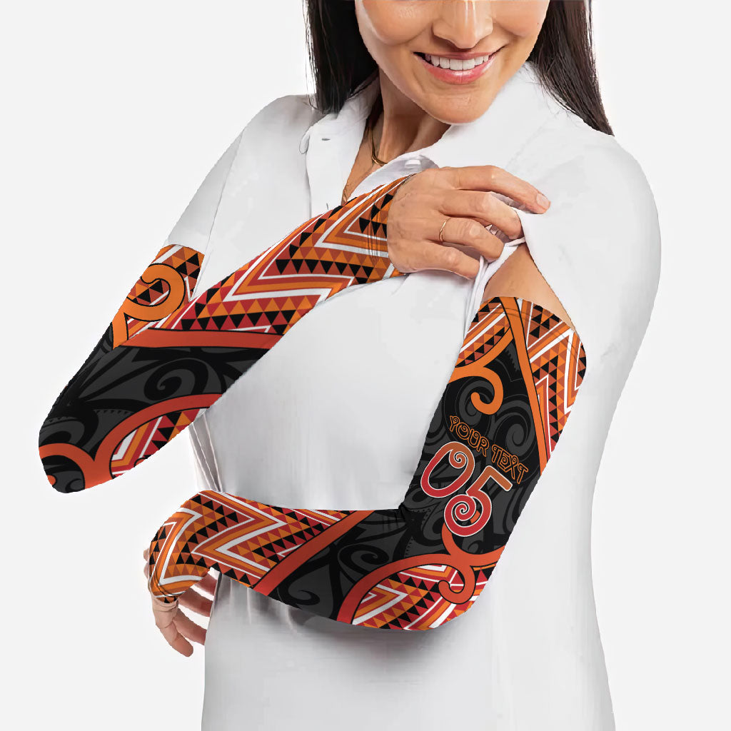 Custom Aotearoa Atua Ruaumoko Arm Sleeves God Of Volcanoes Koru Patterns
