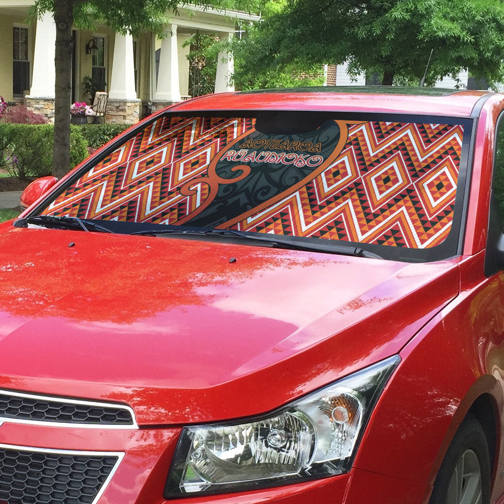 Aotearoa Atua Ruaumoko Auto Sun Shade God Of Volcanoes Koru Patterns