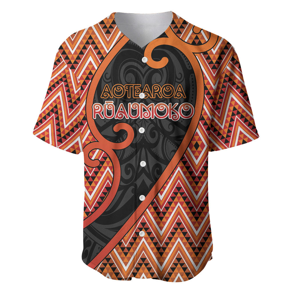 Custom Aotearoa Atua Ruaumoko Baseball Jersey God Of Volcanoes Koru Patterns
