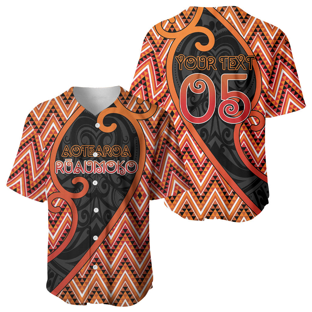 Custom Aotearoa Atua Ruaumoko Baseball Jersey God Of Volcanoes Koru Patterns