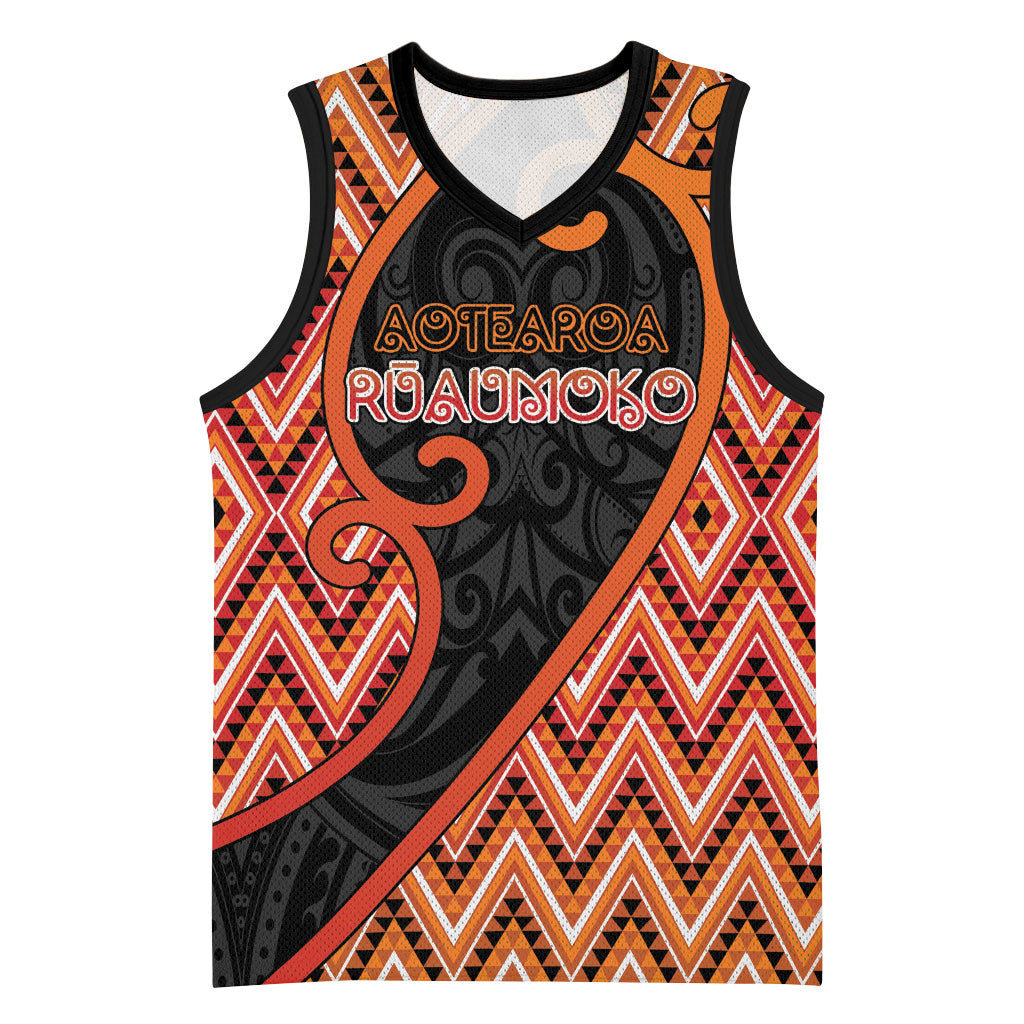 Custom Aotearoa Atua Ruaumoko Basketball Jersey God Of Volcanoes Koru Patterns