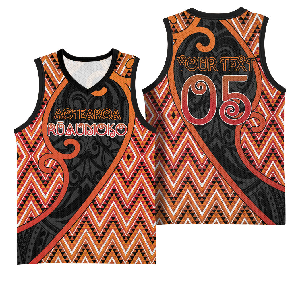 Custom Aotearoa Atua Ruaumoko Basketball Jersey God Of Volcanoes Koru Patterns