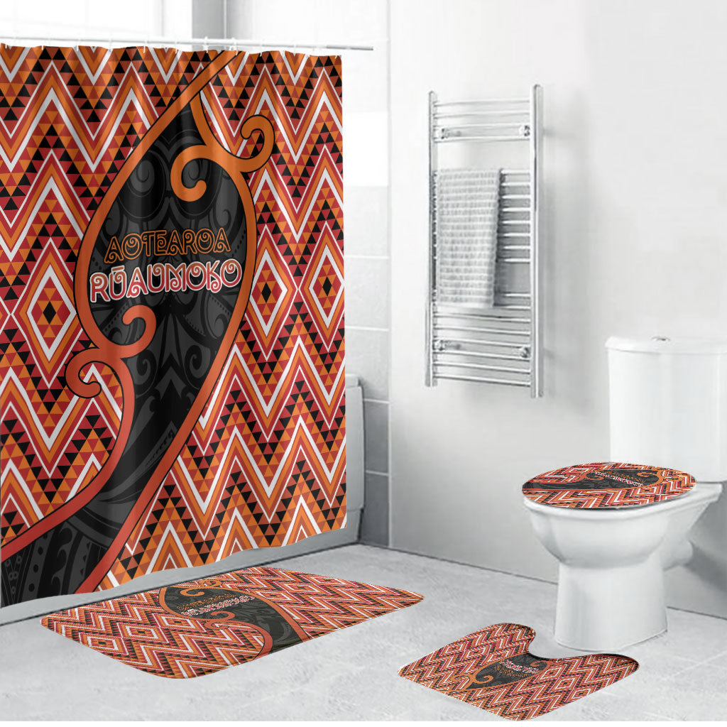 Aotearoa Atua Ruaumoko Bathroom Set God Of Volcanoes Koru Patterns