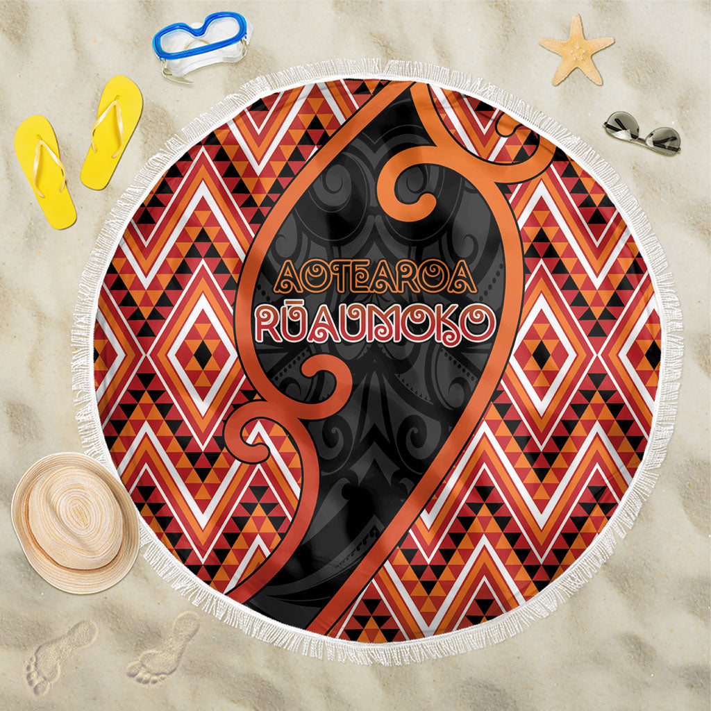 Aotearoa Atua Ruaumoko Beach Blanket God Of Volcanoes Koru Patterns