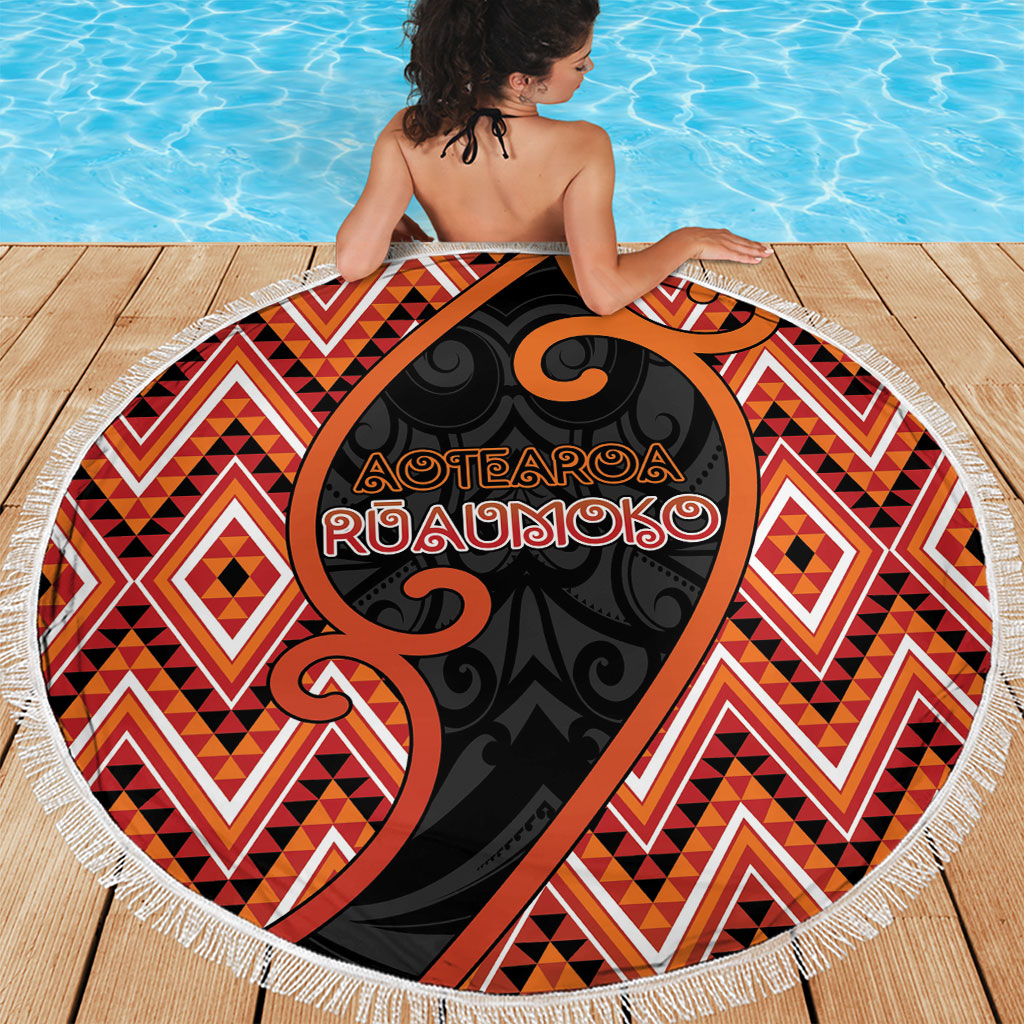 Aotearoa Atua Ruaumoko Beach Blanket God Of Volcanoes Koru Patterns