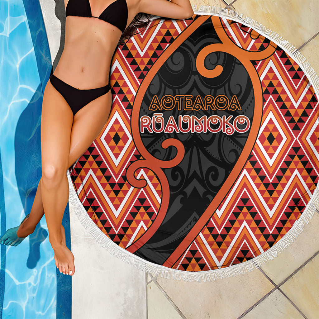 Aotearoa Atua Ruaumoko Beach Blanket God Of Volcanoes Koru Patterns