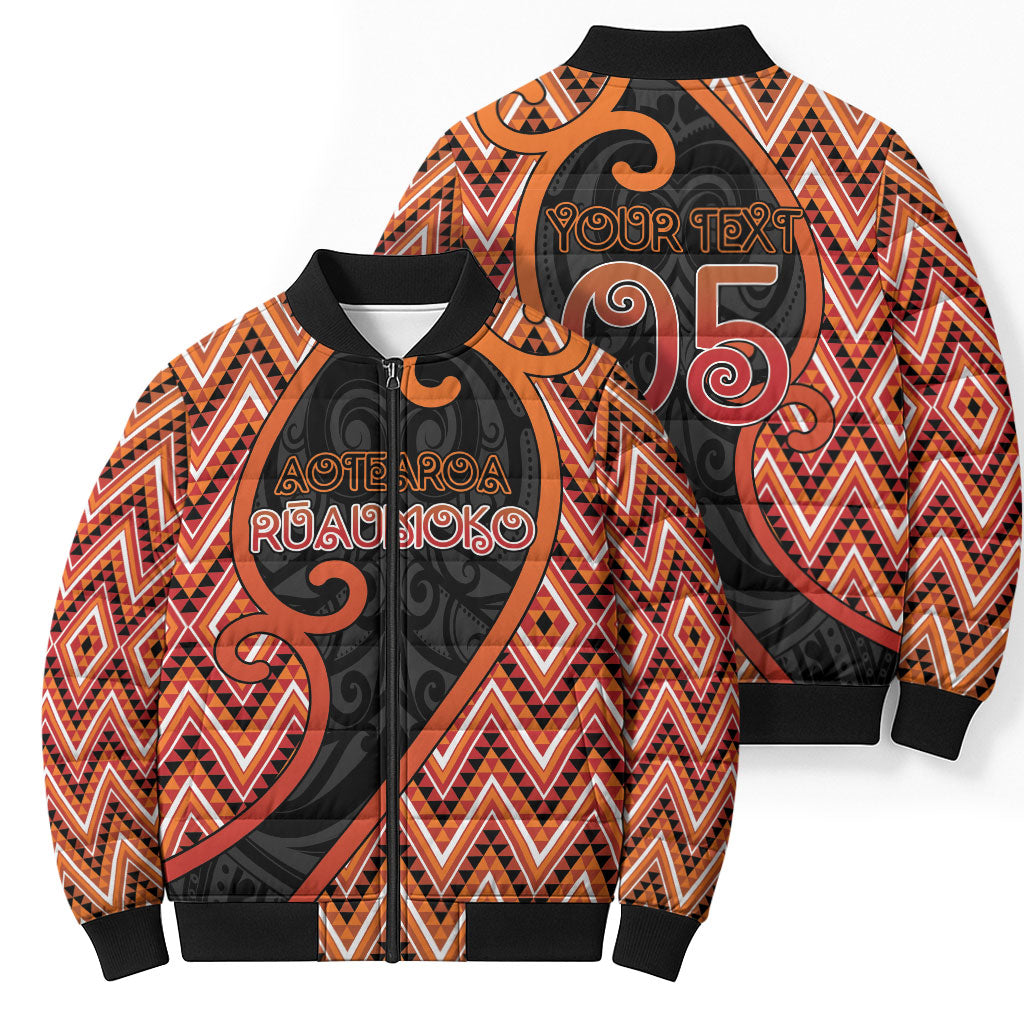 Custom Aotearoa Atua Ruaumoko Bomber Puffer Jacket God Of Volcanoes Koru Patterns