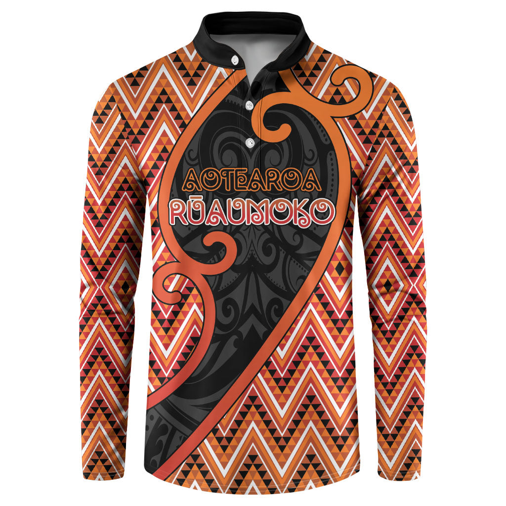 Custom Aotearoa Atua Ruaumoko Button Sweatshirt God Of Volcanoes Koru Patterns