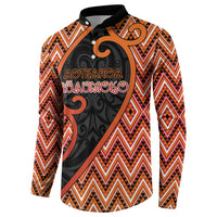 Custom Aotearoa Atua Ruaumoko Button Sweatshirt God Of Volcanoes Koru Patterns