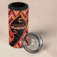 Custom Aotearoa Atua Ruaumoko 4 in 1 Can Cooler Tumbler God Of Volcanoes Koru Patterns