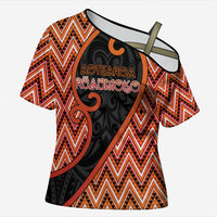 Custom Aotearoa Atua Ruaumoko Cross Shoulder Shirt God Of Volcanoes Koru Patterns