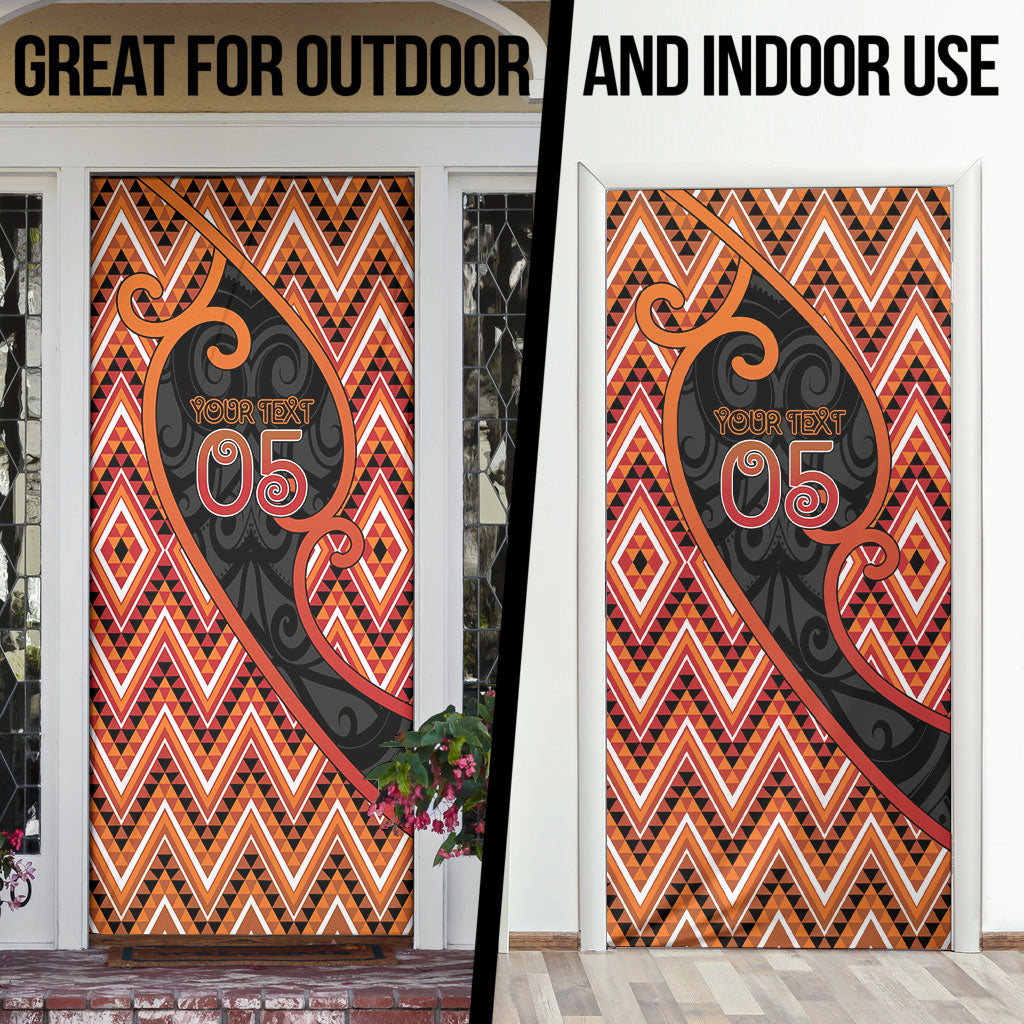Custom Aotearoa Atua Ruaumoko Door Cover God Of Volcanoes Koru Patterns