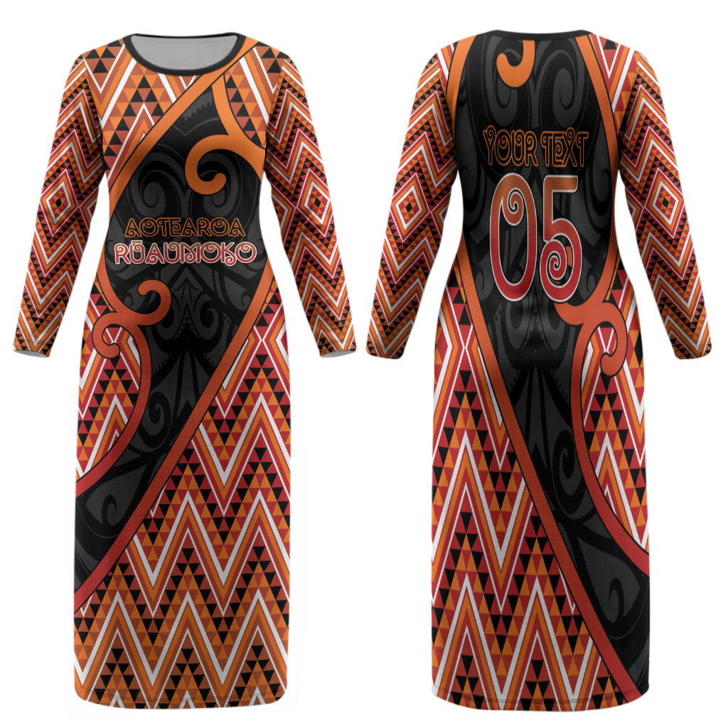 Custom Aotearoa Atua Ruaumoko Family Matching Long Sleeve Bodycon Dress and Hawaiian Shirt God Of Volcanoes Koru Patterns
