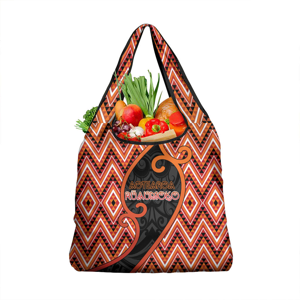 Aotearoa Atua Ruaumoko Grocery Bag God Of Volcanoes Koru Patterns