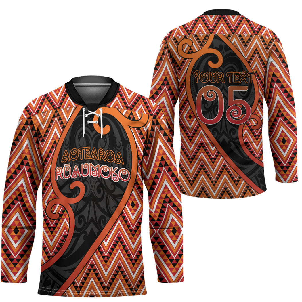 Custom Aotearoa Atua Ruaumoko Hockey Jersey God Of Volcanoes Koru Patterns