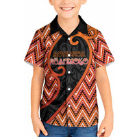 Custom Aotearoa Atua Ruaumoko Kid Hawaiian Shirt God Of Volcanoes Koru Patterns