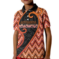 Custom Aotearoa Atua Ruaumoko Kid Polo Shirt God Of Volcanoes Koru Patterns