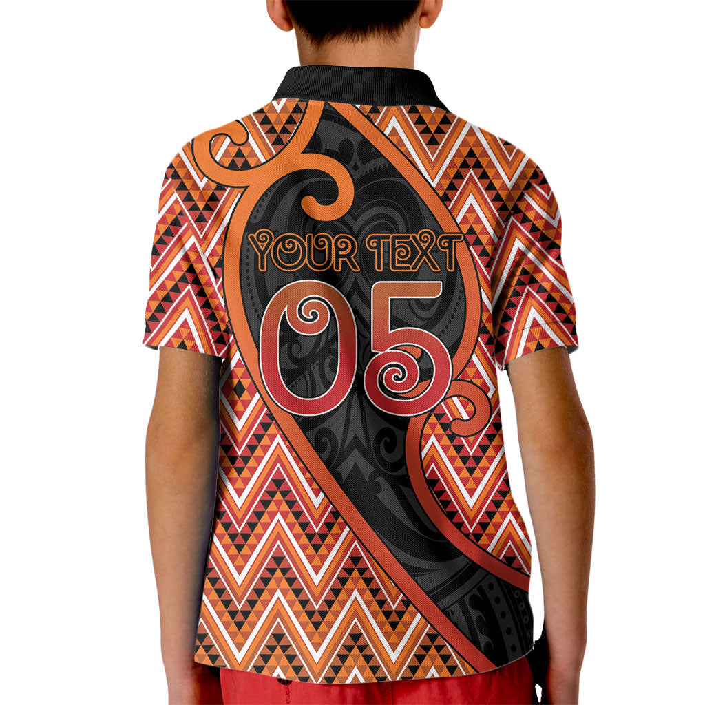 Custom Aotearoa Atua Ruaumoko Kid Polo Shirt God Of Volcanoes Koru Patterns
