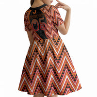 Custom Aotearoa Atua Ruaumoko Kid Short Sleeve Dress God Of Volcanoes Koru Patterns