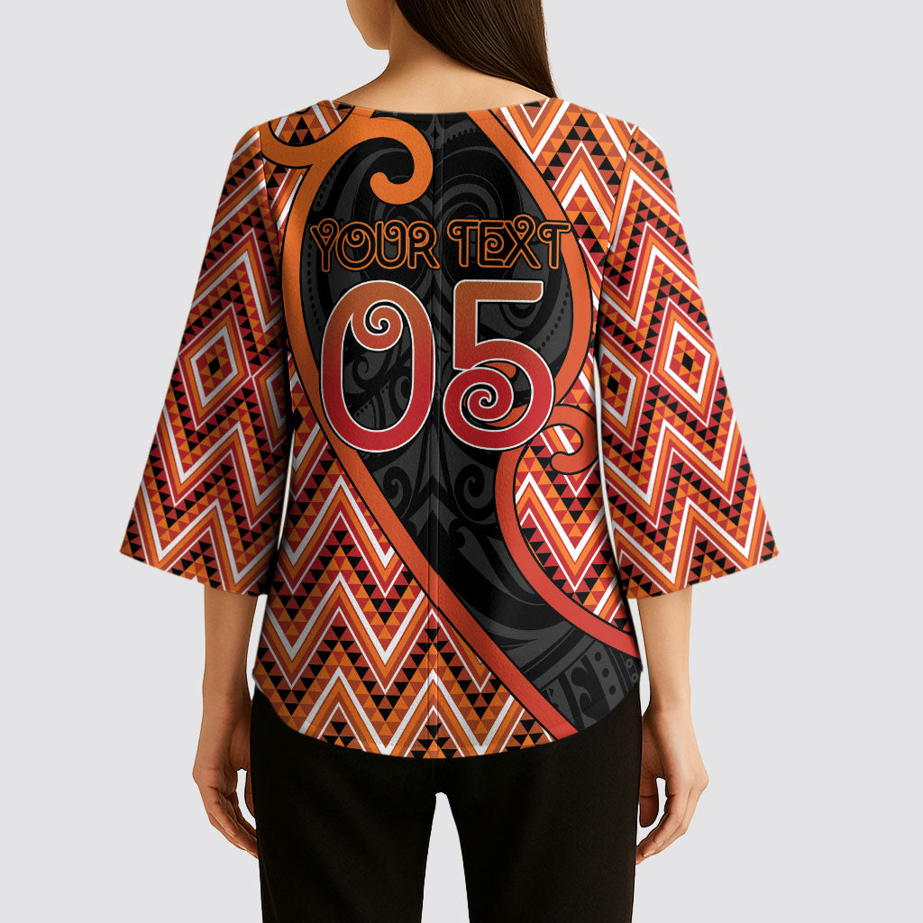 Custom Aotearoa Atua Ruaumoko Kimono Sleeve Blouse God Of Volcanoes Koru Patterns