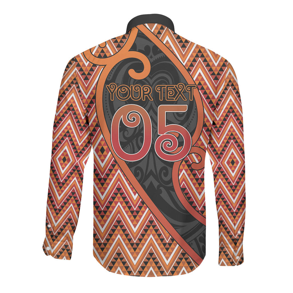 Custom Aotearoa Atua Ruaumoko Long Sleeve Button Shirt God Of Volcanoes Koru Patterns