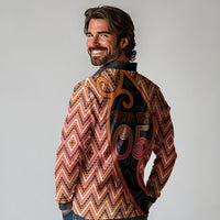 Custom Aotearoa Atua Ruaumoko Long Sleeve Polo Shirt God Of Volcanoes Koru Patterns