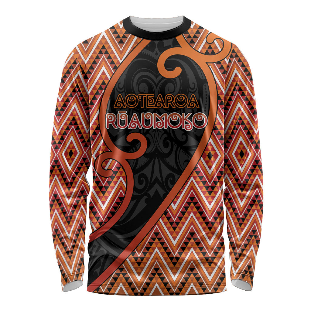 Custom Aotearoa Atua Ruaumoko Long Sleeve Shirt God Of Volcanoes Koru Patterns