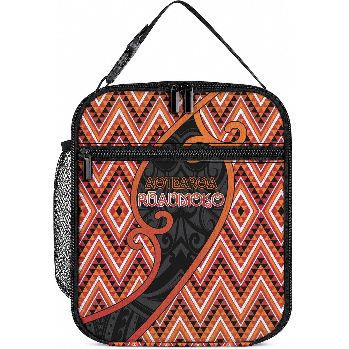 Aotearoa Atua Ruaumoko Lunch Bag God Of Volcanoes Koru Patterns