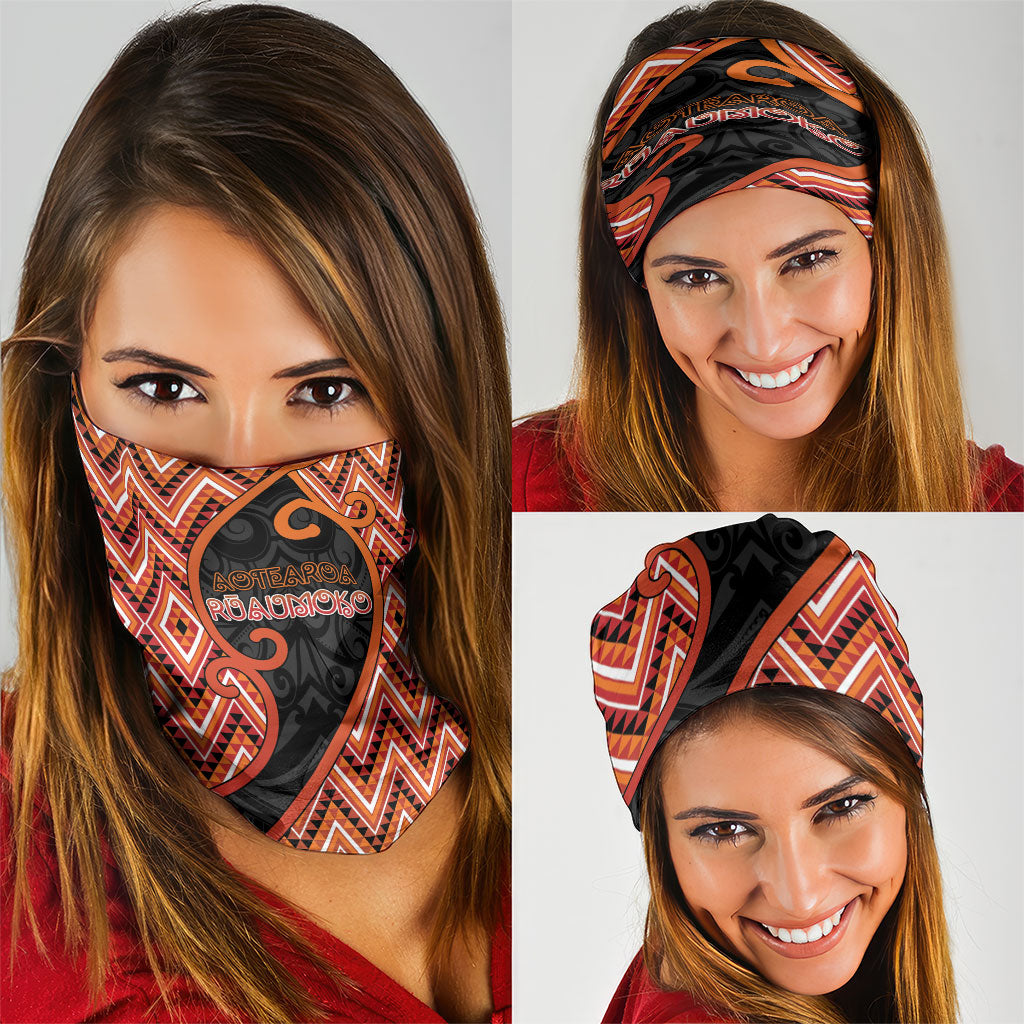 Aotearoa Atua Ruaumoko Neck Gaiter God Of Volcanoes Koru Patterns