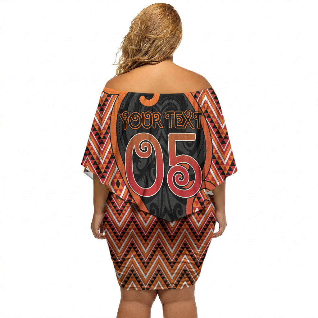 Custom Aotearoa Atua Ruaumoko Off Shoulder Short Dress God Of Volcanoes Koru Patterns