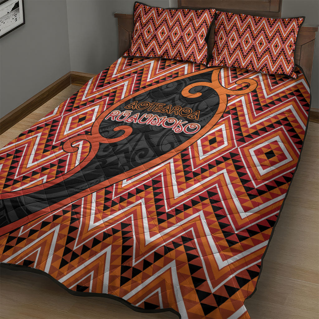 Aotearoa Atua Ruaumoko Quilt Bed Set God Of Volcanoes Koru Patterns