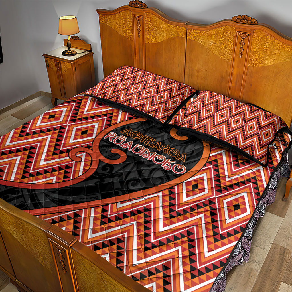 Aotearoa Atua Ruaumoko Quilt Bed Set God Of Volcanoes Koru Patterns