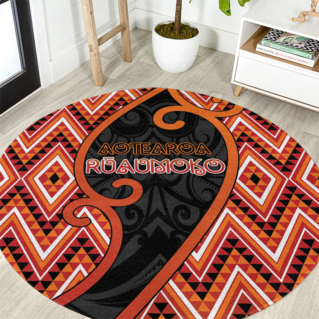 Aotearoa Atua Ruaumoko Round Carpet God Of Volcanoes Koru Patterns