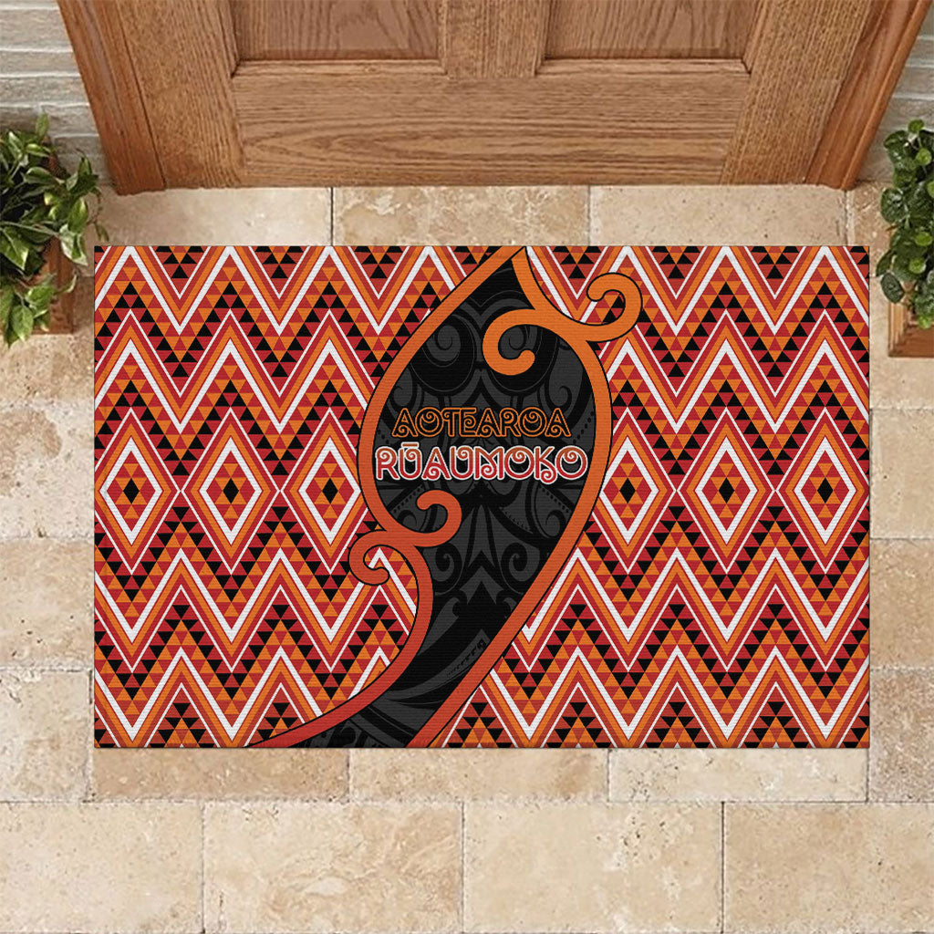 Aotearoa Atua Ruaumoko Rubber Doormat God Of Volcanoes Koru Patterns