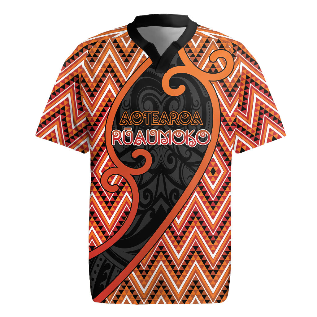 Custom Aotearoa Atua Ruaumoko Rugby Jersey God Of Volcanoes Koru Patterns