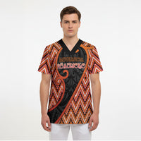 Custom Aotearoa Atua Ruaumoko Scrub Top God Of Volcanoes Koru Patterns