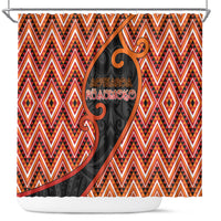 Aotearoa Atua Ruaumoko Shower Curtain God Of Volcanoes Koru Patterns
